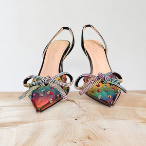 Betsey Johnson Rainbow Deede Sling Back Shoe Size 8
